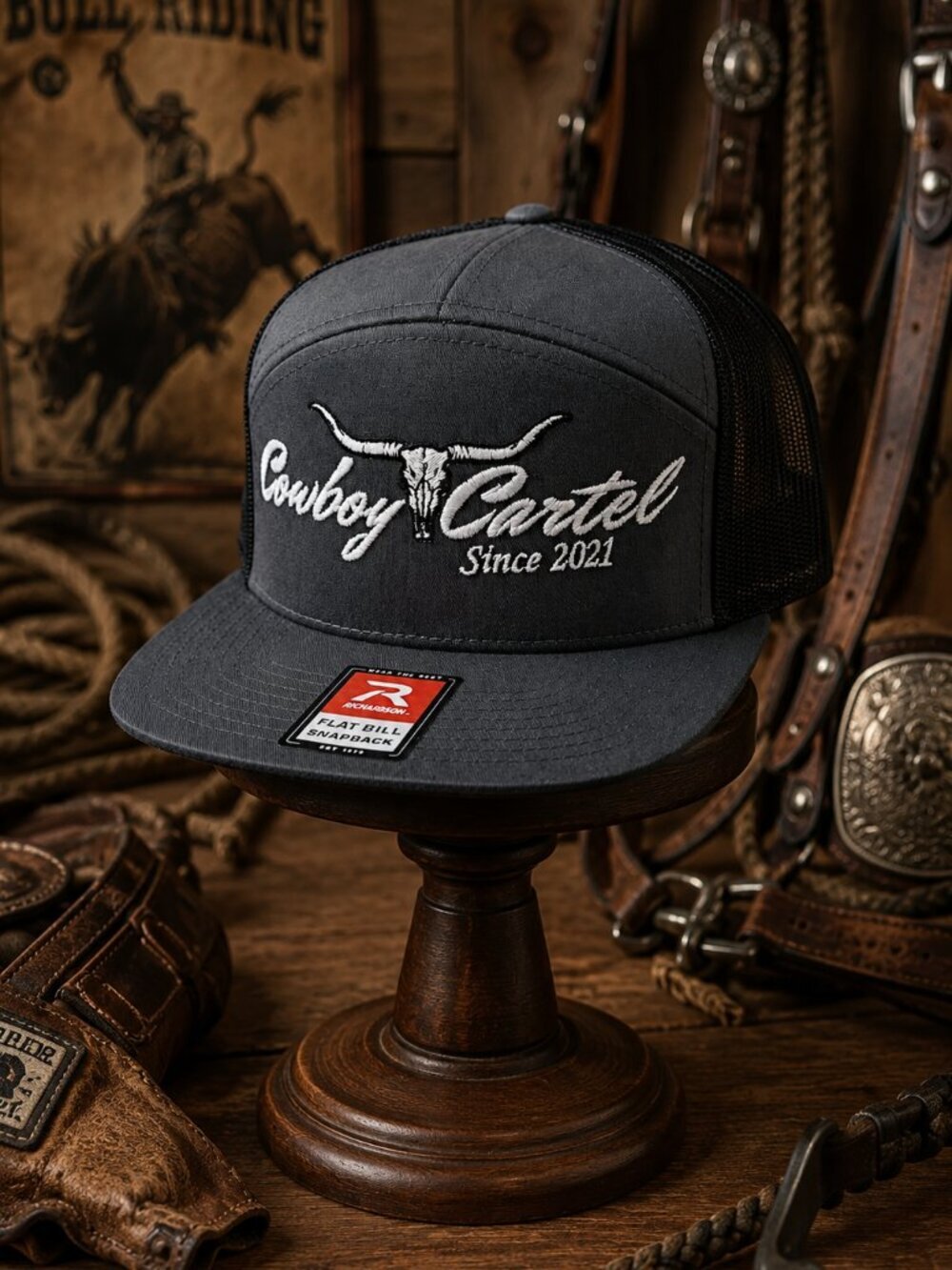 Cowboy Cartel Richardson 168 7 Panel Flat Bill Trucker Mesh Snapback